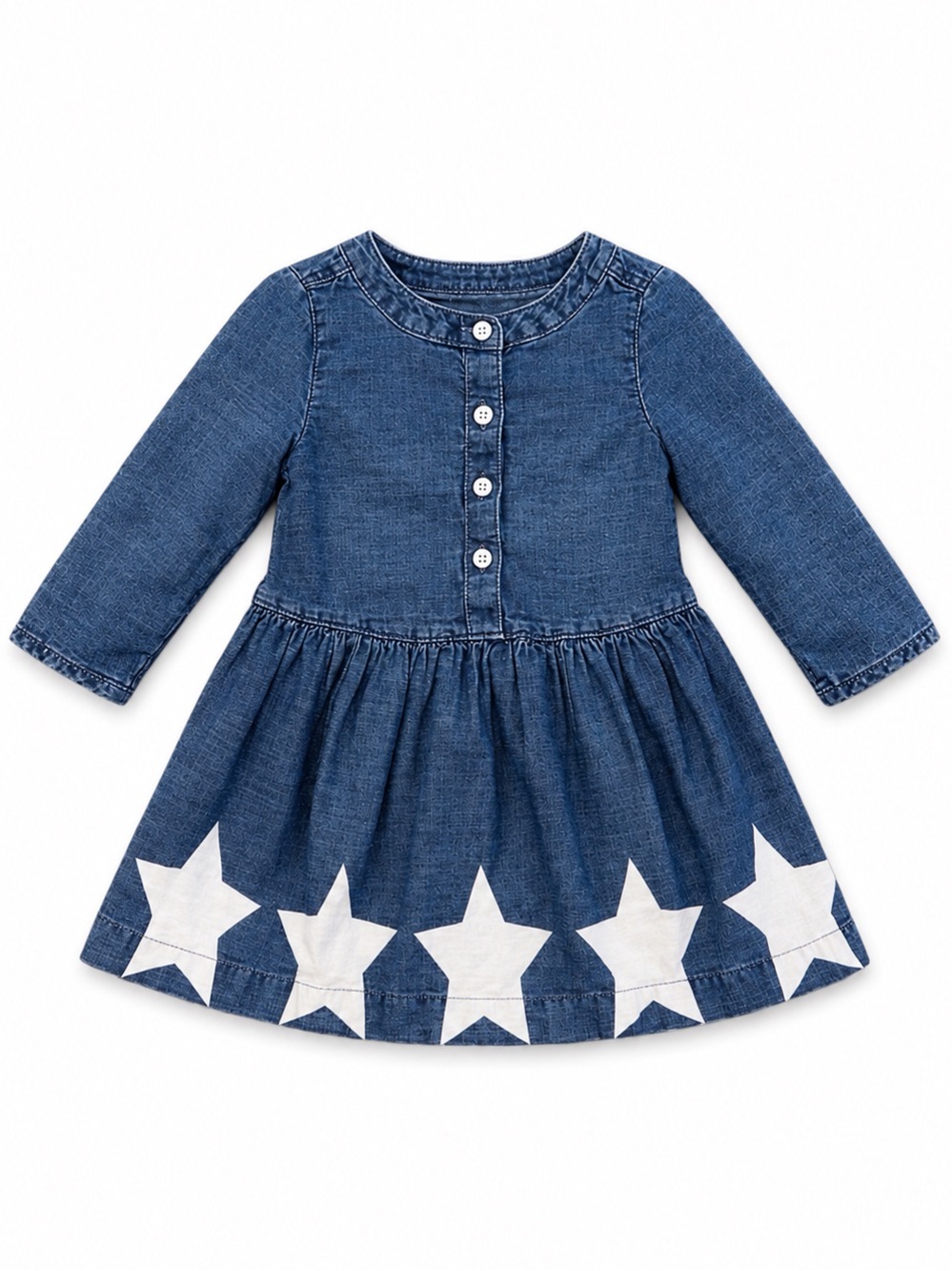 Baby Gap Toddler Girls Denim Star Dress w/ Bloomers 18–24M Long Sleeve GUC